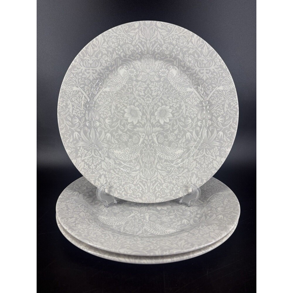Set of 3 Spode Morris & Co. Pure Morris Strawberry Thief Dinner Plates England